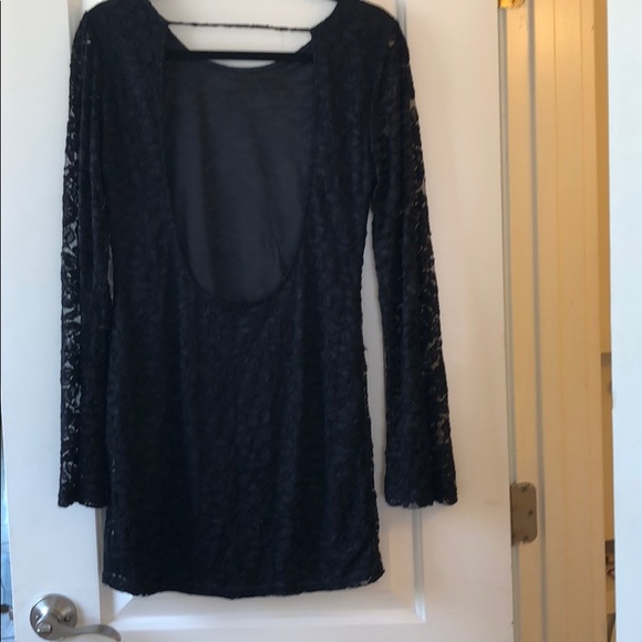 Millau Black open back long sleeve mini dress - Picture 3 of 4
